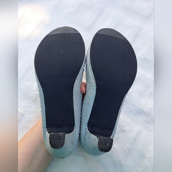 🌈Silver Slipper glitter heels size 5 M pumps Sparkle Shine rhinestone  platform - Picture 4 of 5